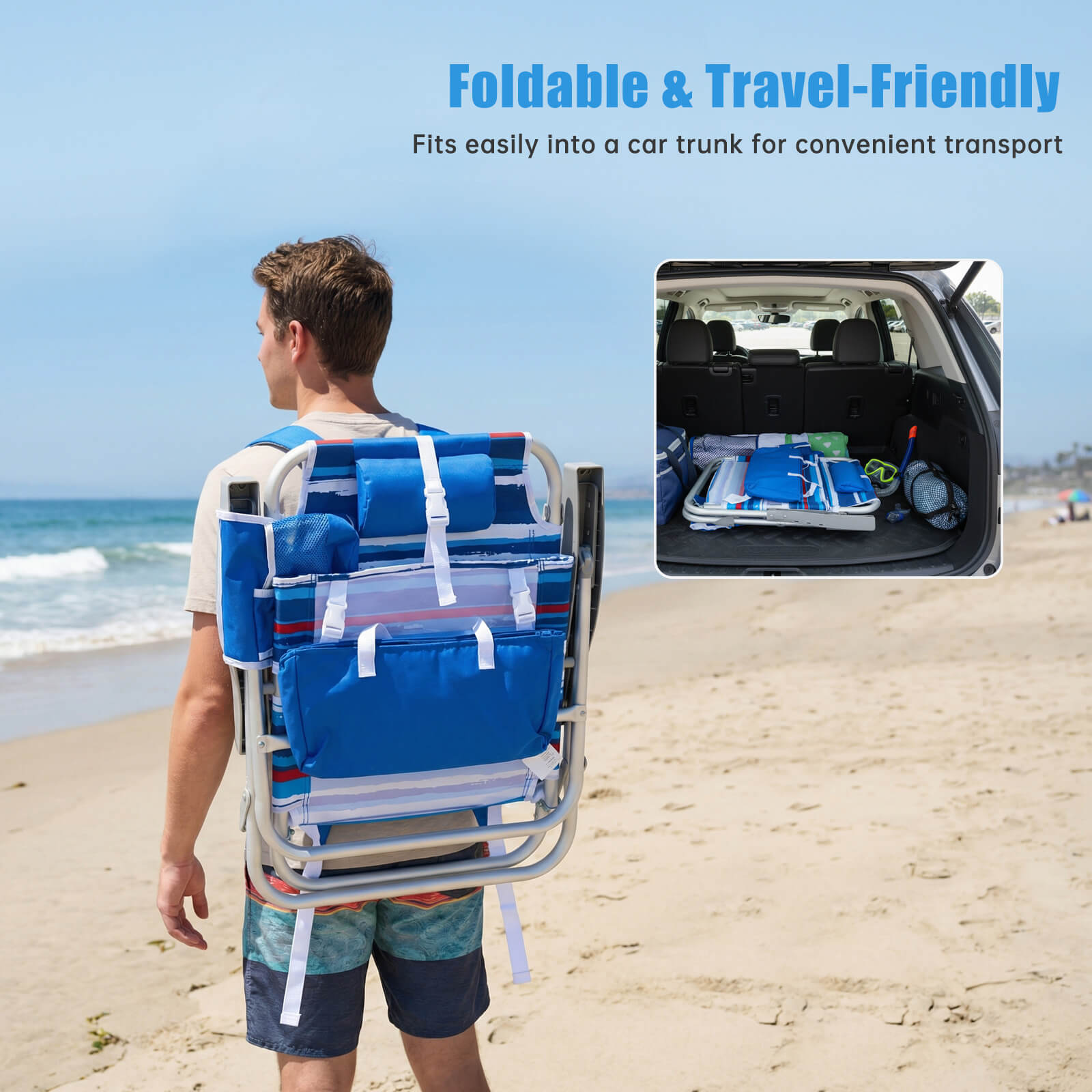 SUNNYFEEL Extra Wide Low Lounge Beach Chair