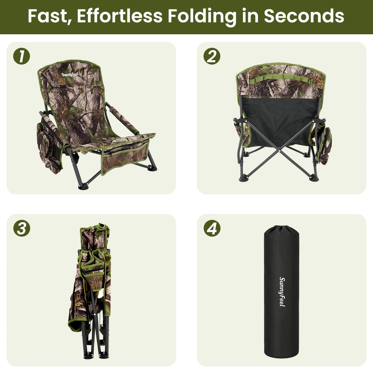 SUNNYFEEL Heated Hunting Chair Portable Low-slung Ground Blind Seat