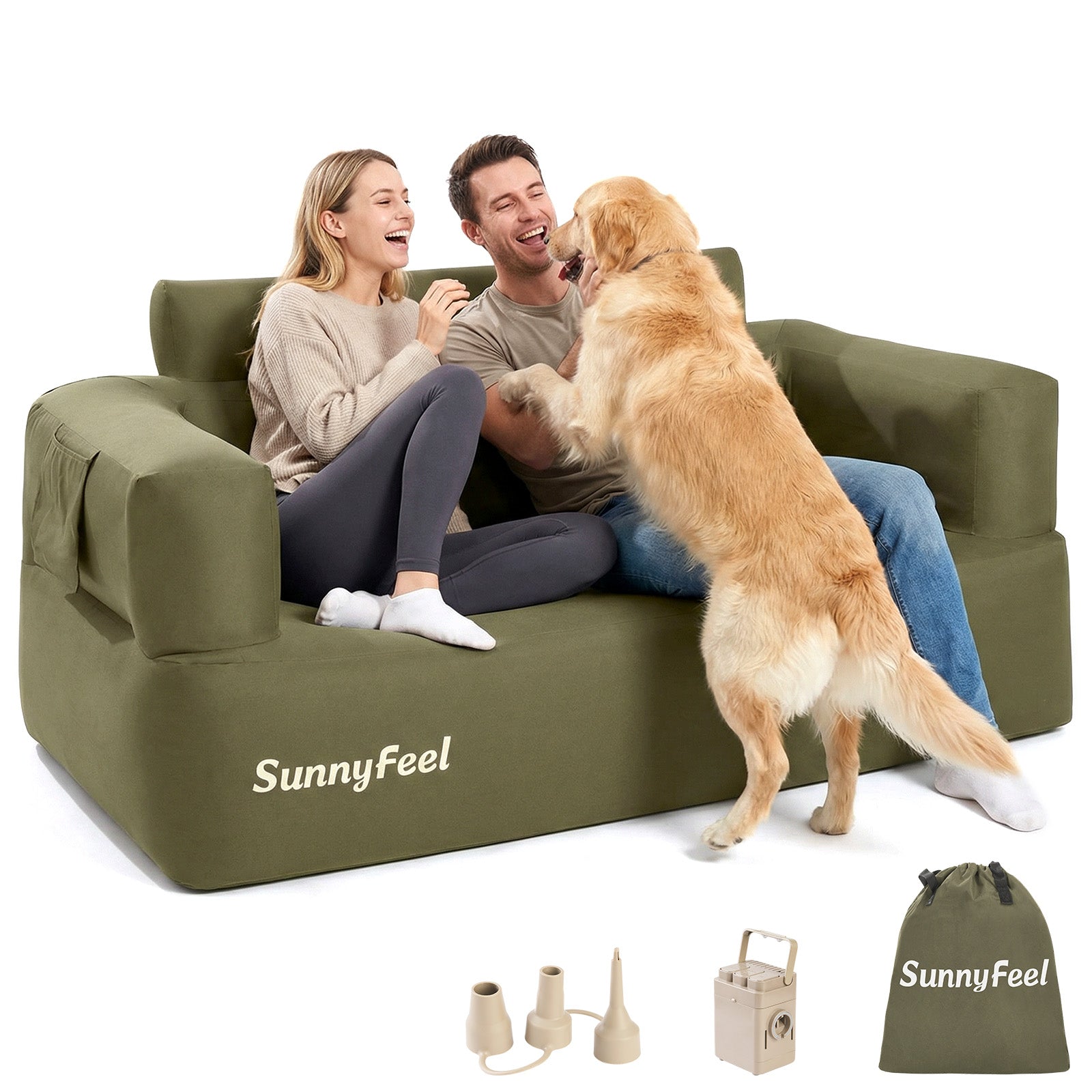 SUNNYFEEL Inflatable Camping Loveseat Sofa