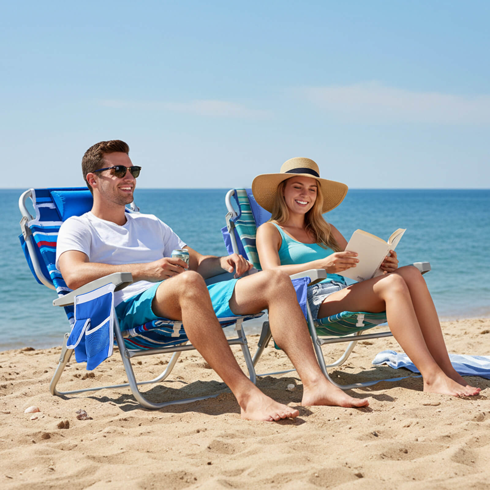 SUNNYFEEL Extra Wide Low Lounge Beach Chair