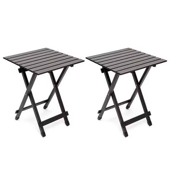 Sunnyfeel 2 Pack Lightweight Portable Aluminum Folding Camping Table, Brown