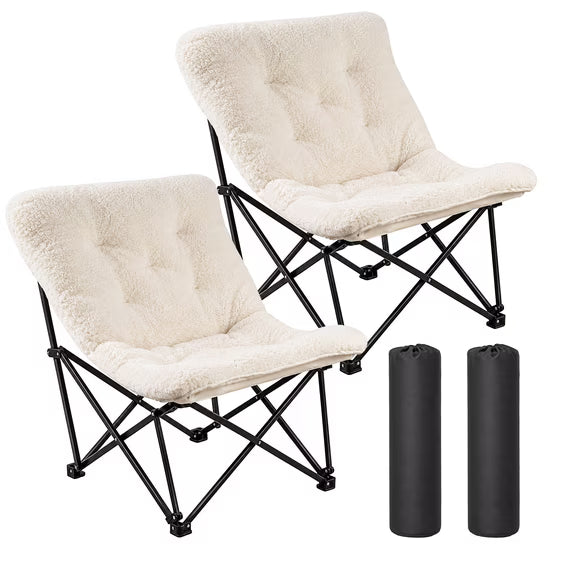 Sunnyfeel 2 Pack Folding Butterfly Chair, Sherpa Lounge Chair with Storage Pocket, 300 lbs Heavy‑Duty Steel Frame, Portable Foldable Chair with Carry Bag for Indoor & Outdoor