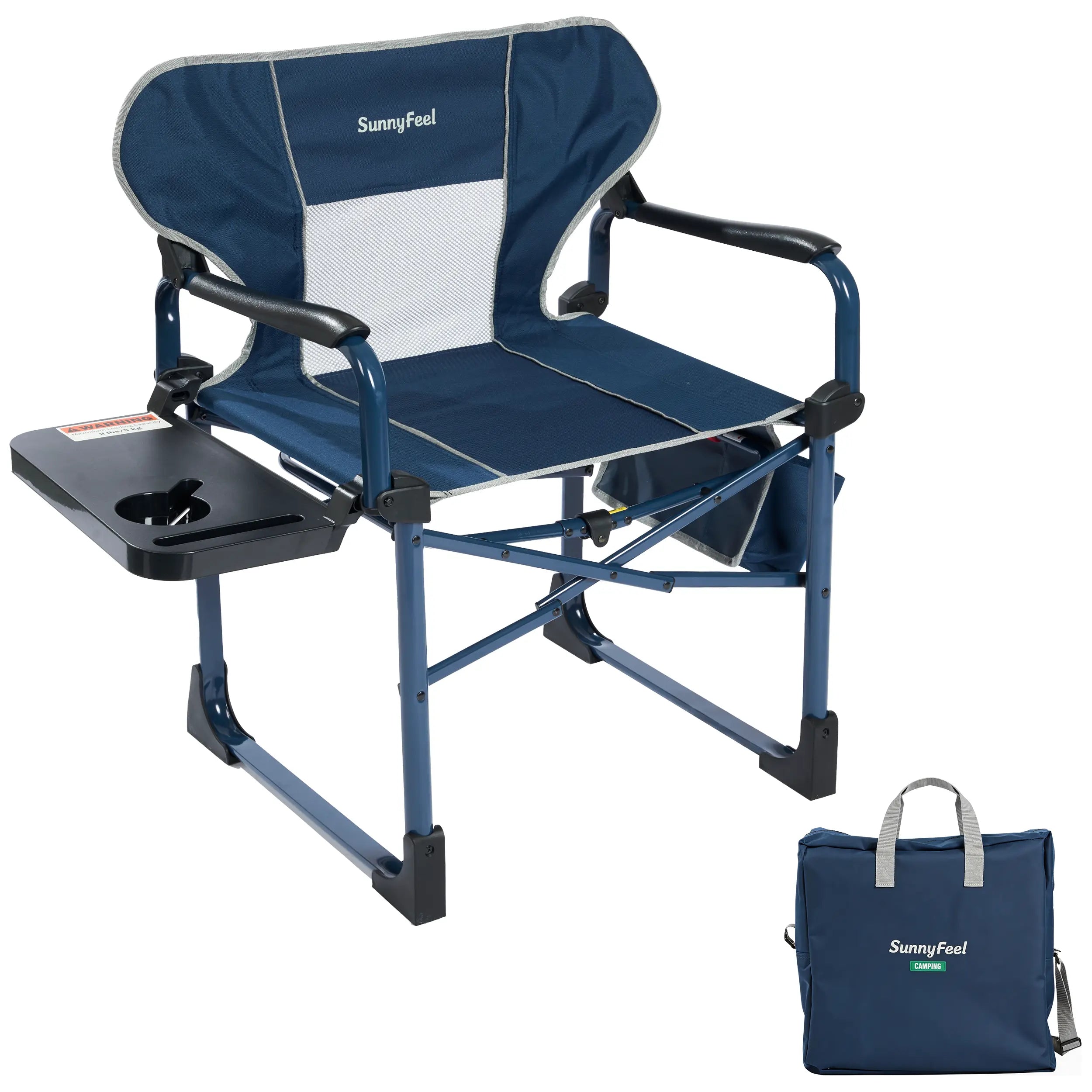 SUNNYFEEL Oversized Aluminum Director Chair – Folding Camping Chair with Side Table & Storage