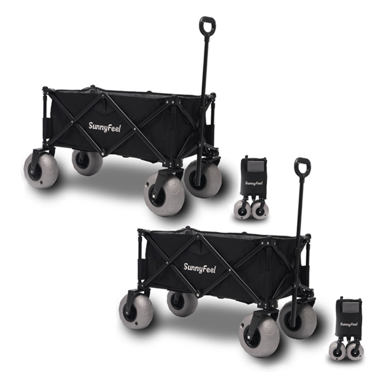 SUNNYFEEL Beach Wagon with Balloon Tires – 550 lb Capacity Foldable Sand Cart