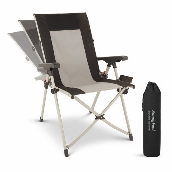 Sunnyfeel 3 Position Reclining Folding Camping Chair, Durable Oxford Fabric, Portable Foldable Outdoor Chair for Camping Fishing Lawn Patio, Black