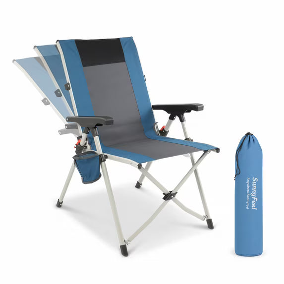 Sunnyfeel 3 Position Reclining Folding Camping Chair, Durable Oxford Fabric, Portable Foldable Outdoor Chair for Camping Fishing Lawn Patio, Blue
