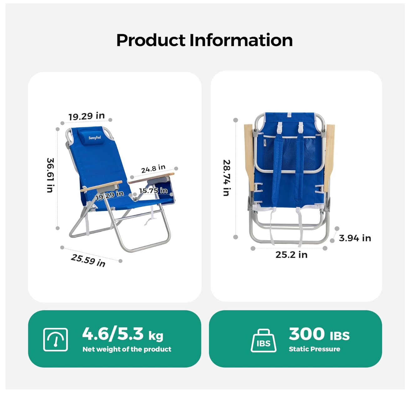 SUNNYFEEL Tall Beach Chair