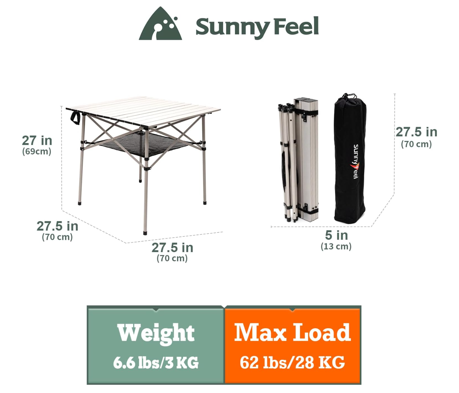 SUNNYFEEL Aluminum Folding Table
