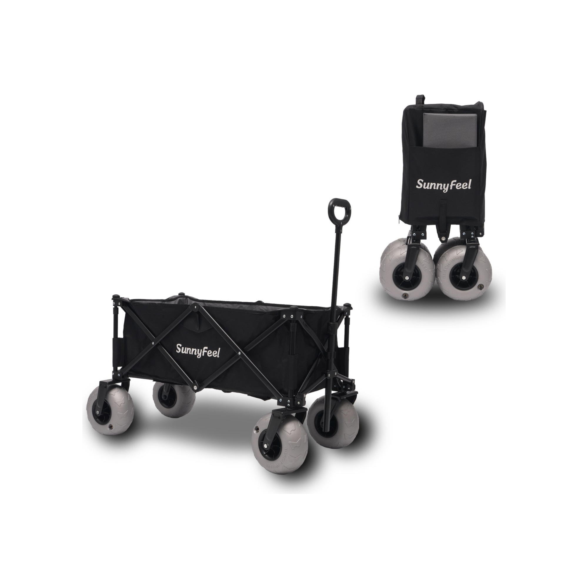 SUNNYFEEL Beach Wagon with Balloon Tires – 550 lb Capacity Foldable Sand Cart