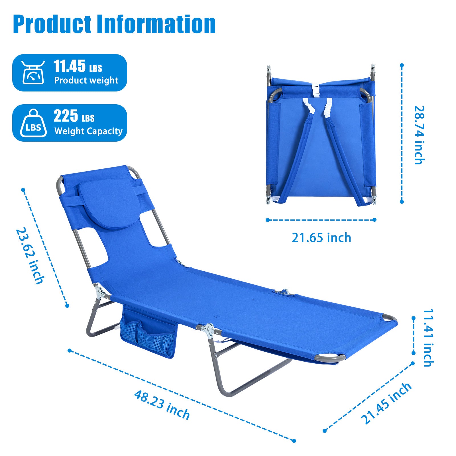 SunnyFeel Face-Down Tanning Beach Chair | Lay-Flat Lounge Chair with Face Hole