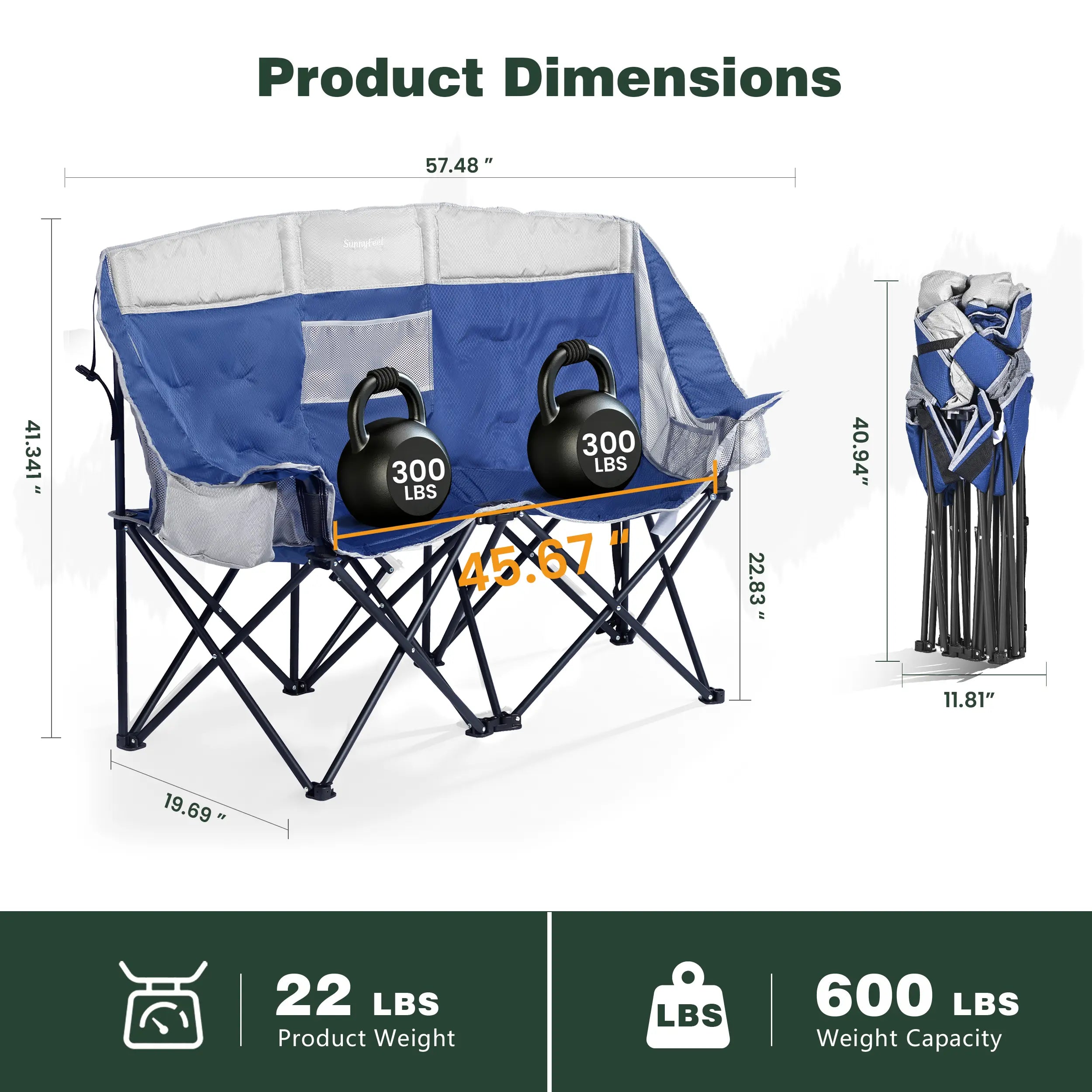 SUNNYFEEL Heavy Duty Loveseat Camping Chair