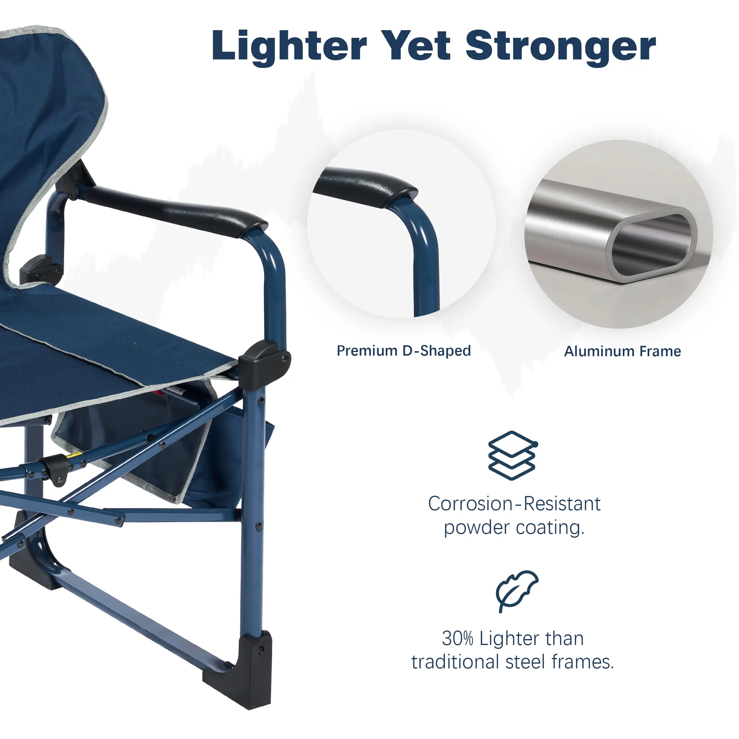 SUNNYFEEL Oversized Aluminum Director Chair – Folding Camping Chair with Side Table & Storage