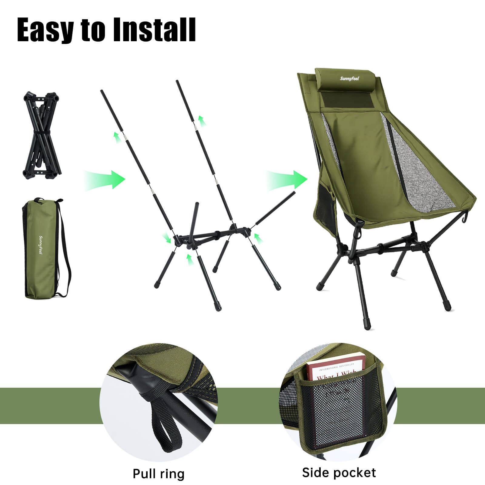 SUNNYFEEL Oversized High-Back Backpacking Chair
