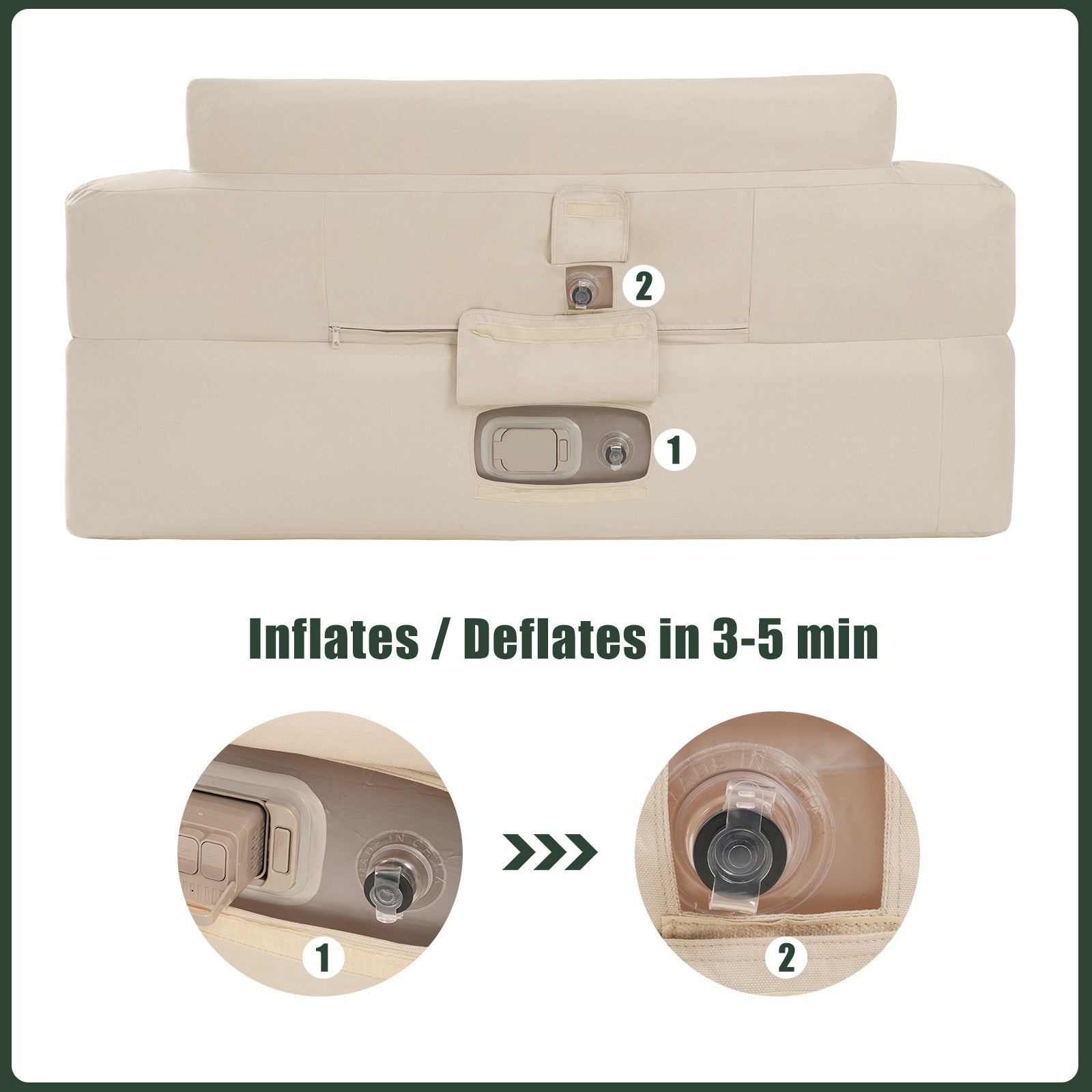 SUNNYFEEL Inflatable Camping Loveseat Sofa