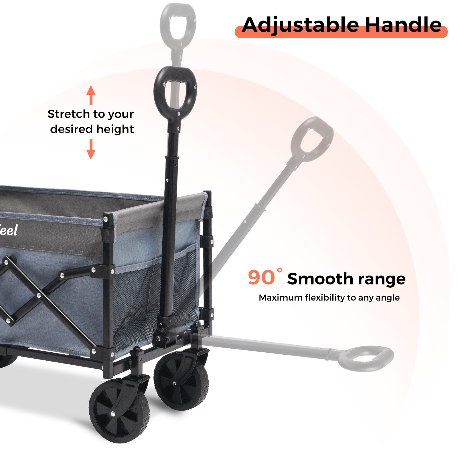 SUNNYFEEL Extra-Long 49” Foldable Utility Wagon – Heavy-Duty 550lb Collapsible Cart with Big Wheels