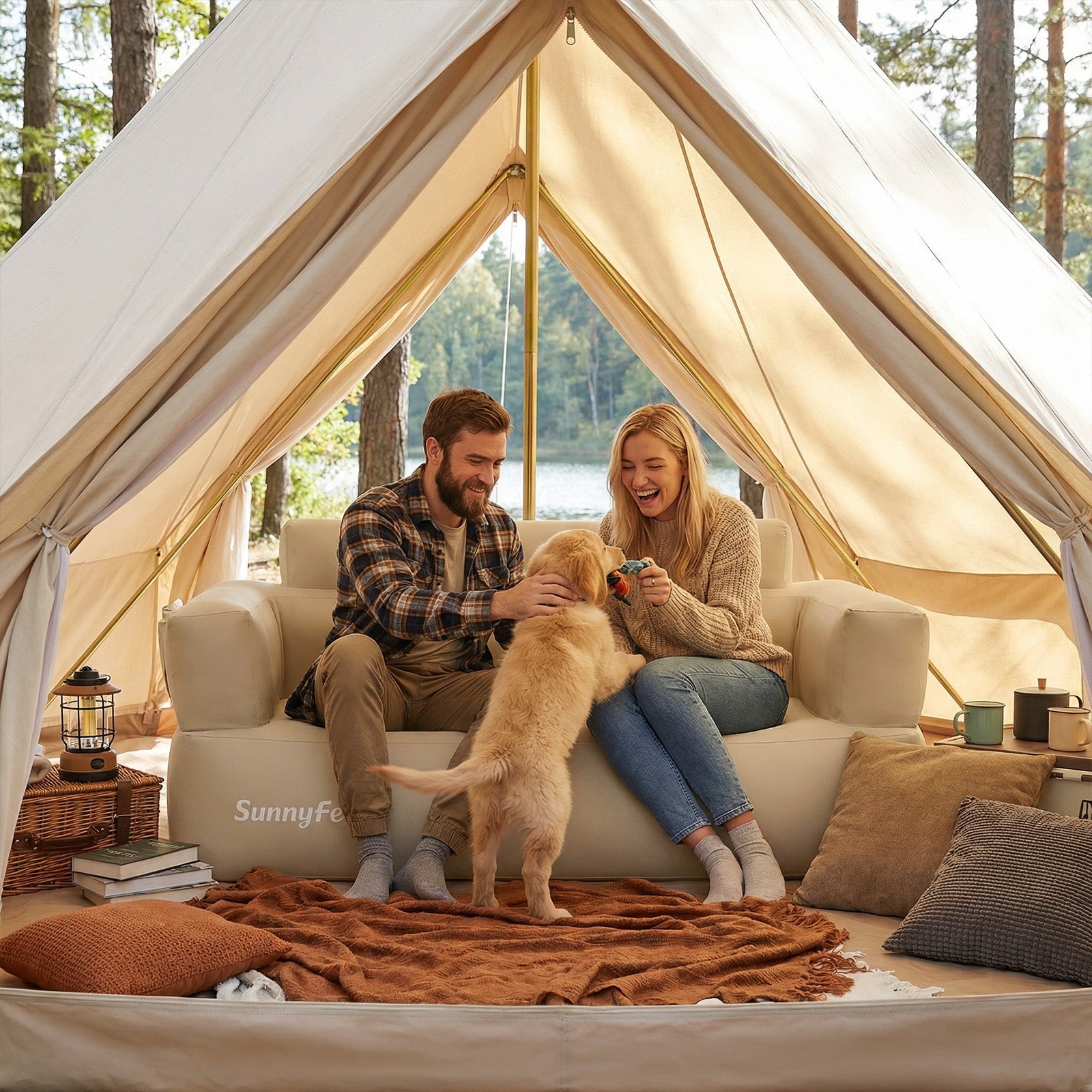 SUNNYFEEL Inflatable Camping Loveseat Sofa