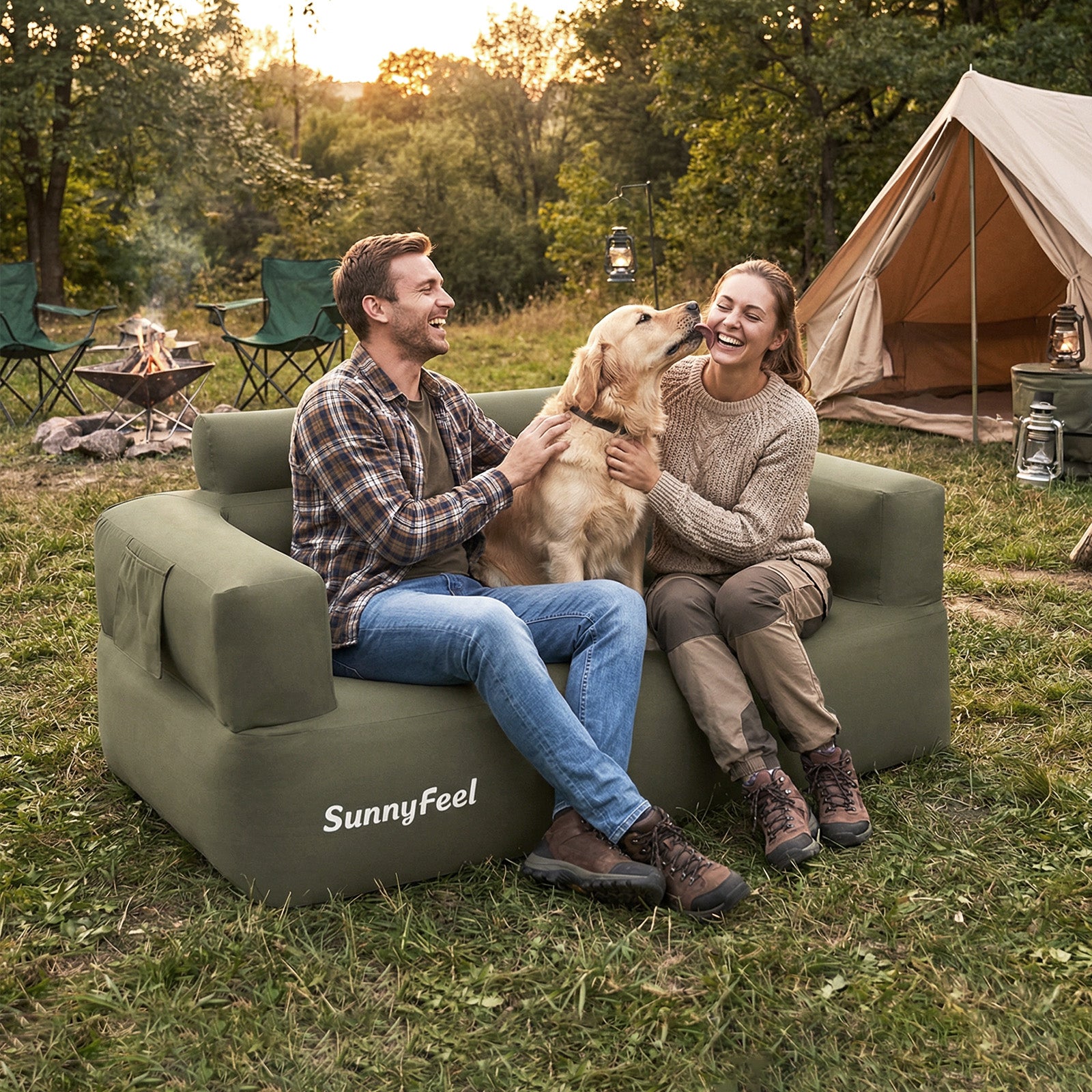 SUNNYFEEL Inflatable Camping Loveseat Sofa