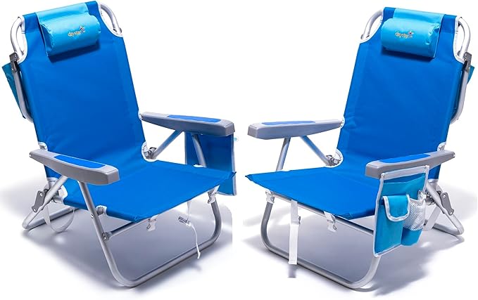 SUNNYFEEL Extra-Wide Low Beach Chair (5-Position Lay Flat)