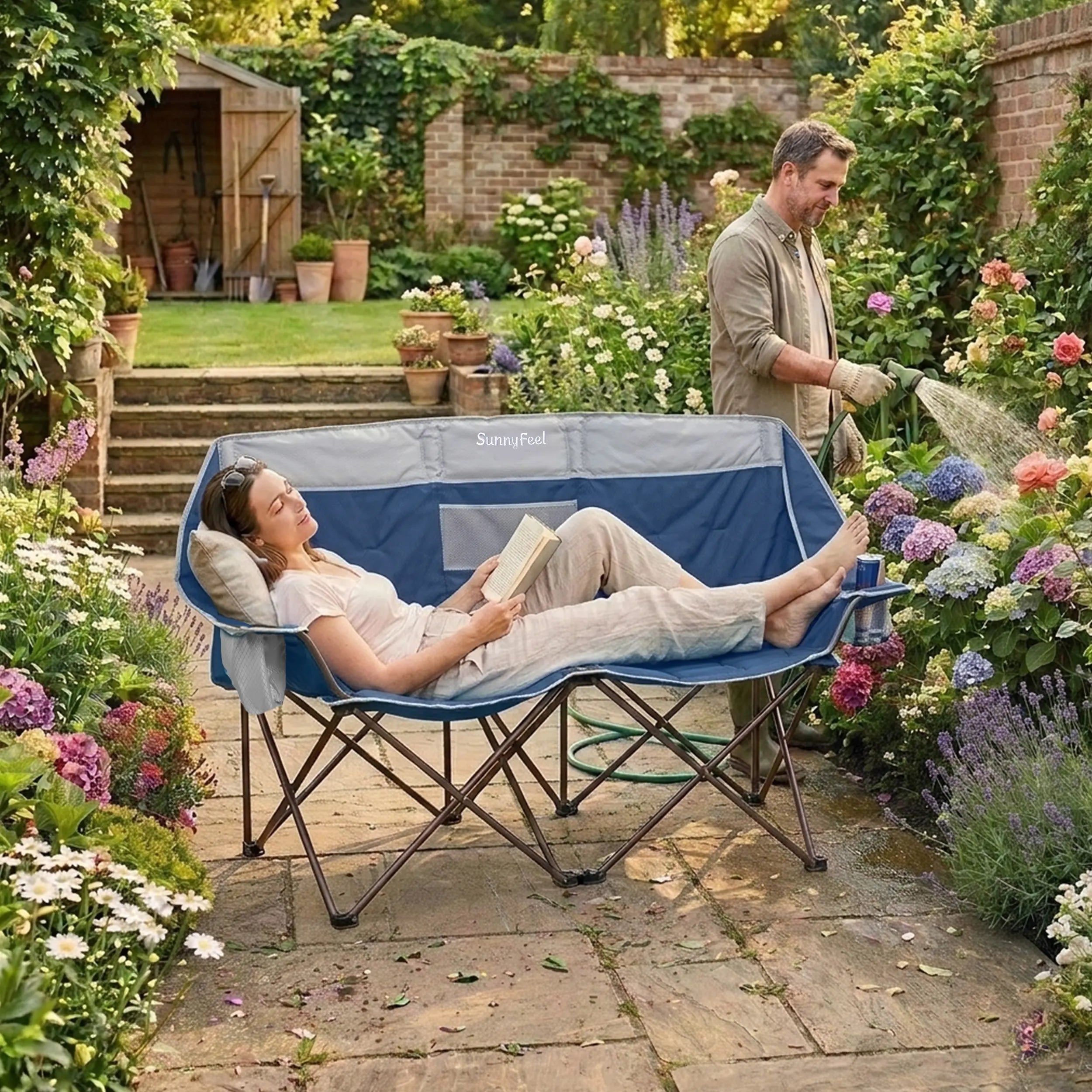 SUNNYFEEL Heavy Duty Loveseat Camping Chair