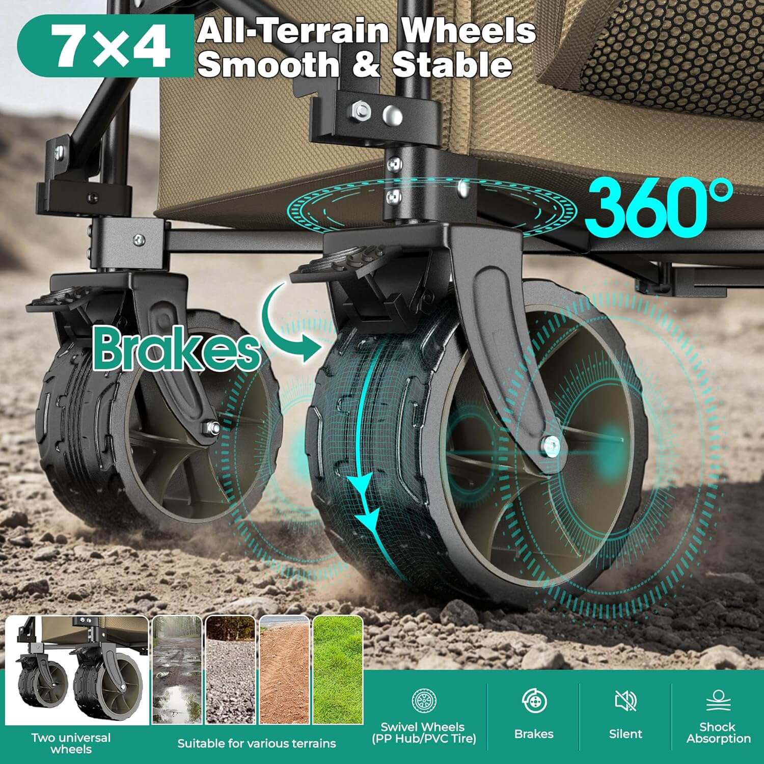 SUNNYFEEL 300L Heavy-Duty Folding Wagon with All-Terrain Wheels