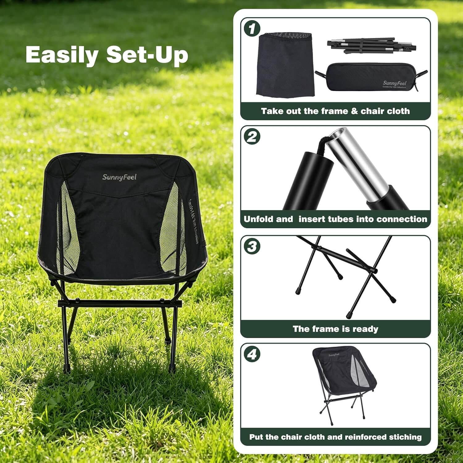 SUNNYFEEL Ultralight Low-Back Backpacking Camping Chair