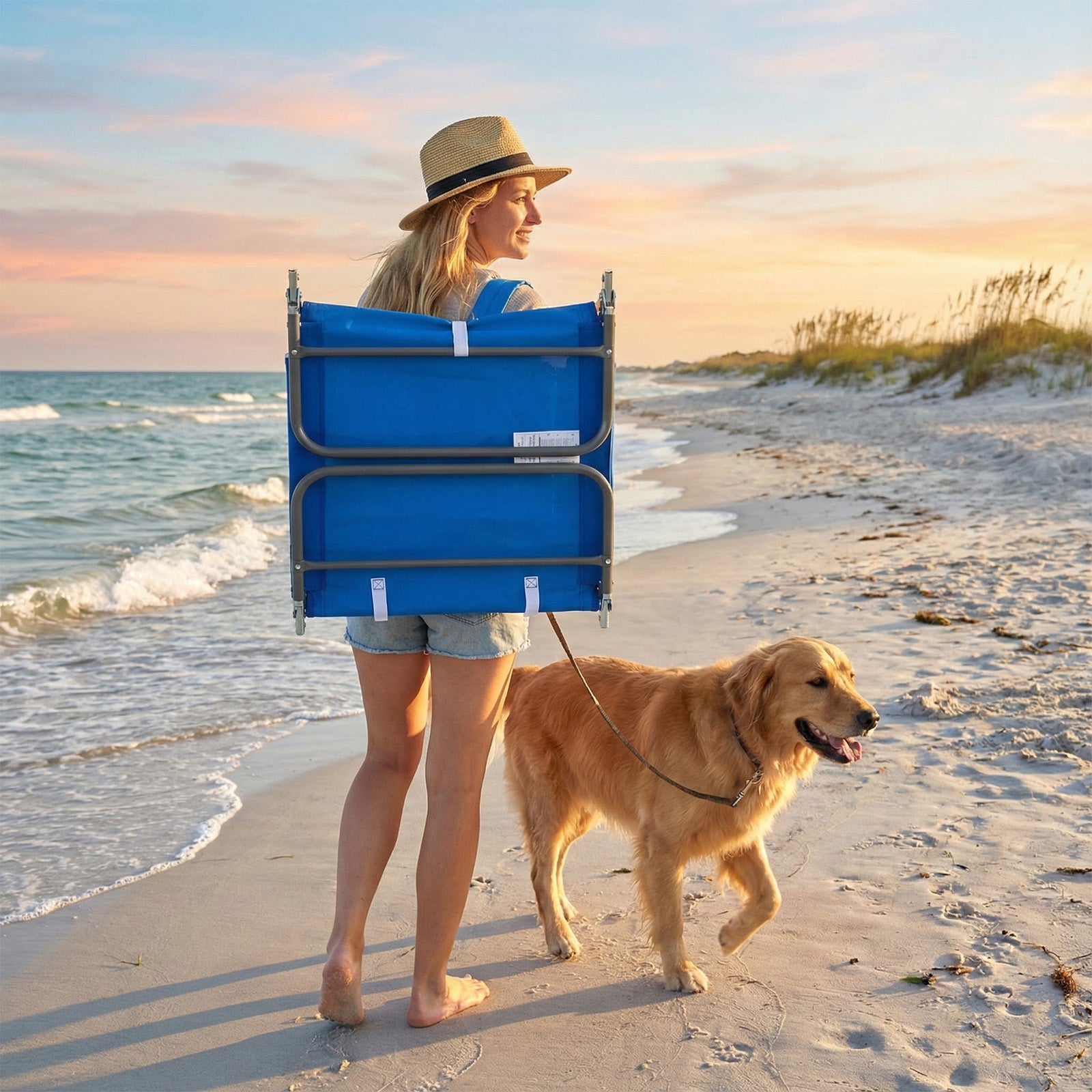 SunnyFeel Face-Down Tanning Beach Chair | Lay-Flat Lounge Chair with Face Hole