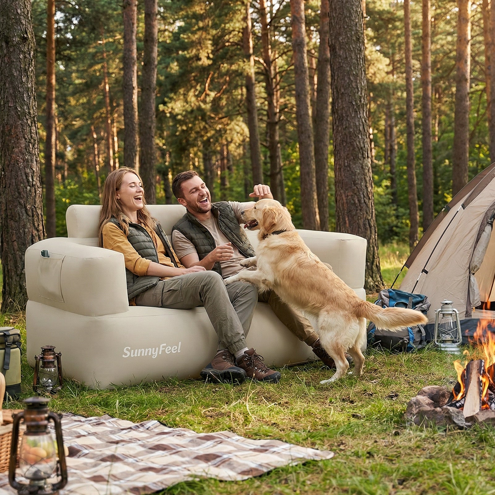 SUNNYFEEL Inflatable Camping Loveseat Sofa