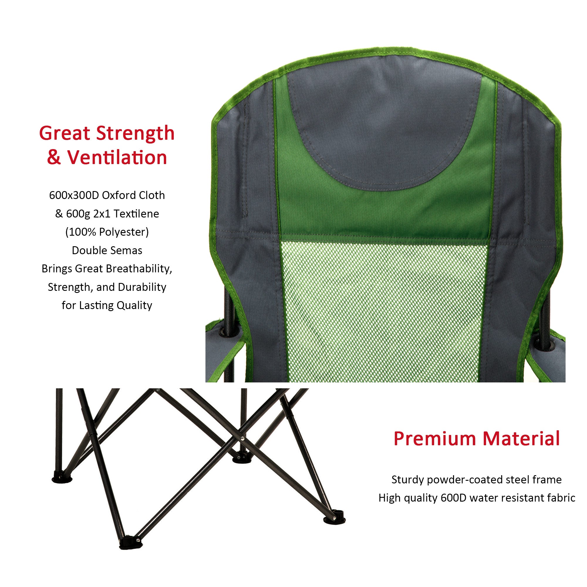 SUNNYFEEL Oversized Folding Camping Chair – Padded High Back, 300 lb Capacity