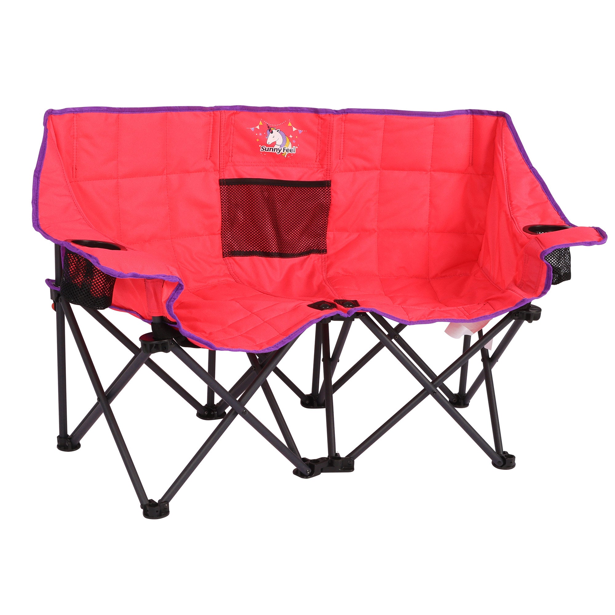 SUNNYFEEL Kids 2-Seat Folding Camping Chair with Safety Lock