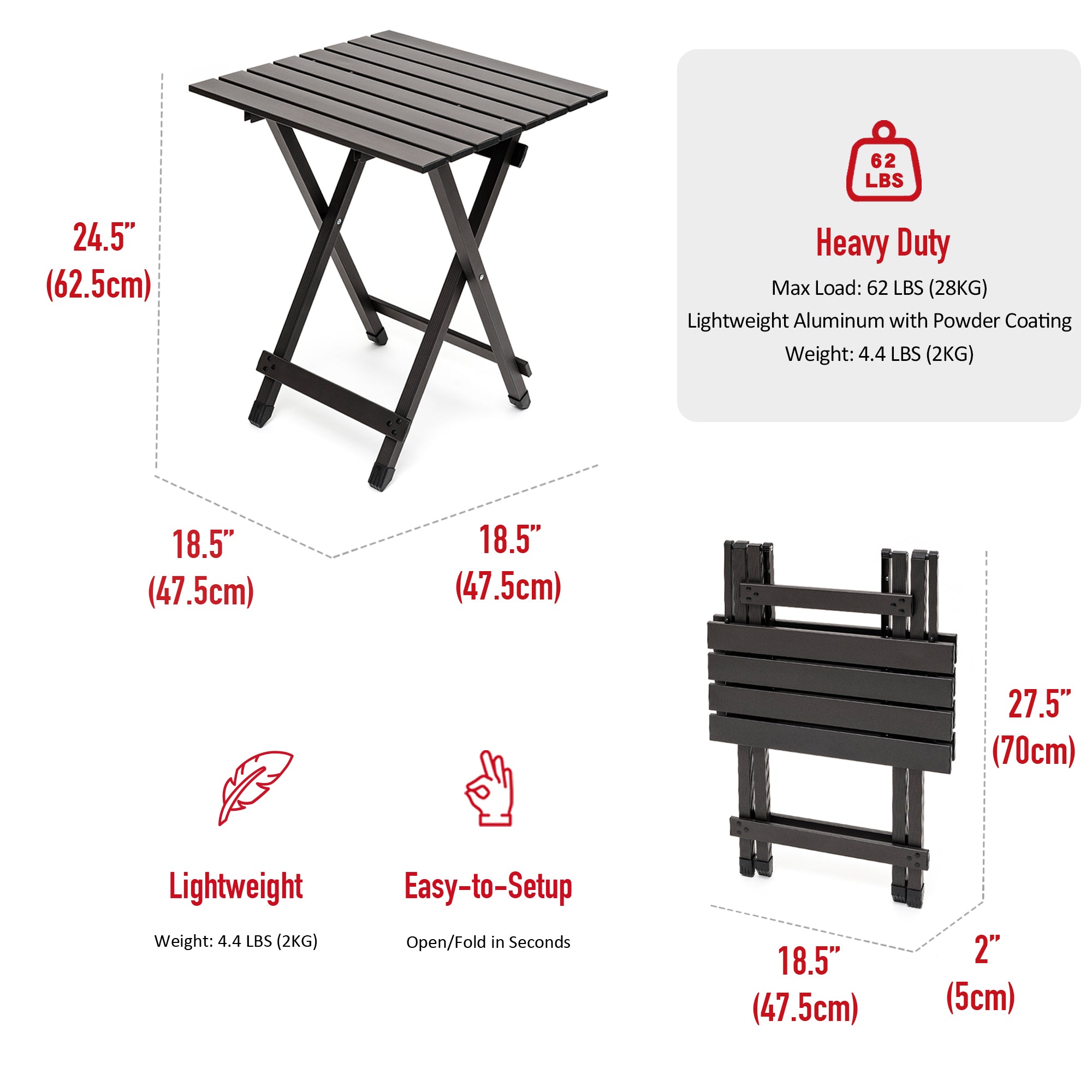 SUNNYFEEL Folding Aluminum Camping Table