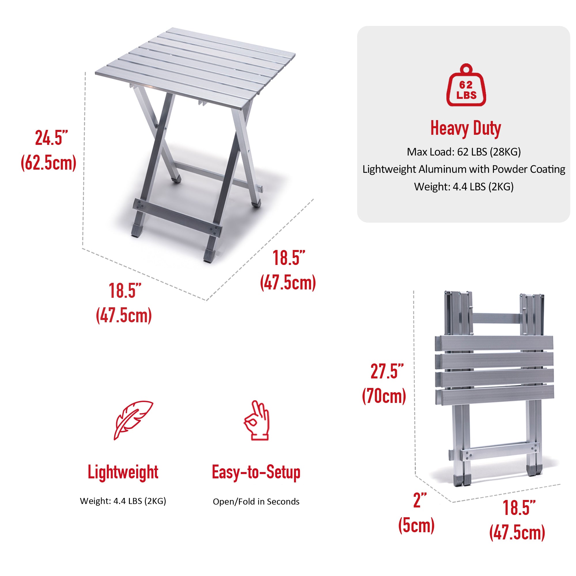SUNNYFEEL Folding Aluminum Camping Table