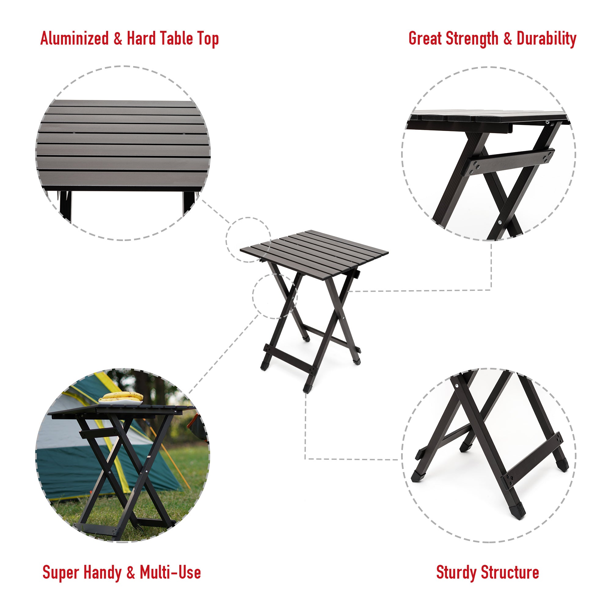 SUNNYFEEL Folding Aluminum Camping Table