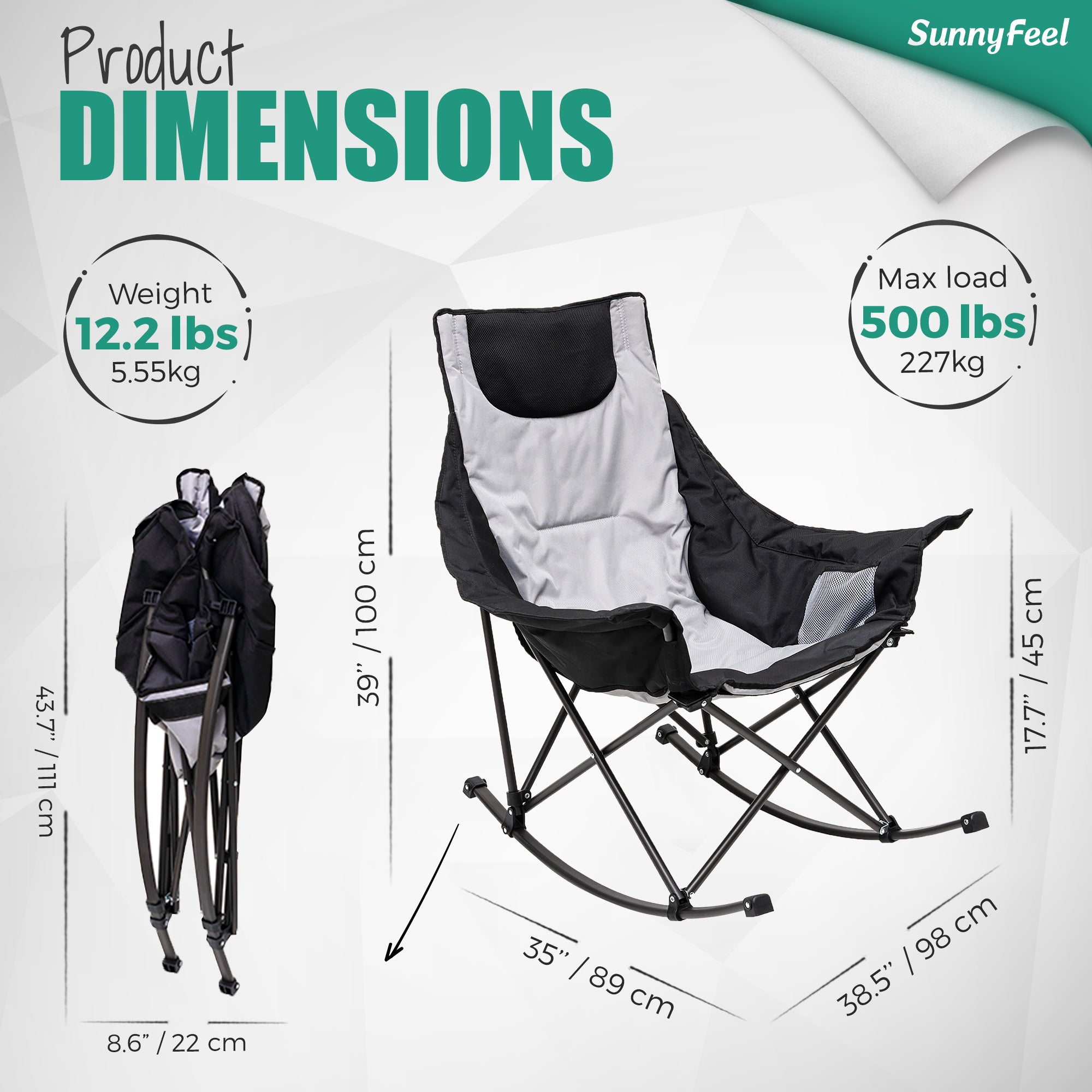 SUNNYFEEL Padded Rocking Camping Chair