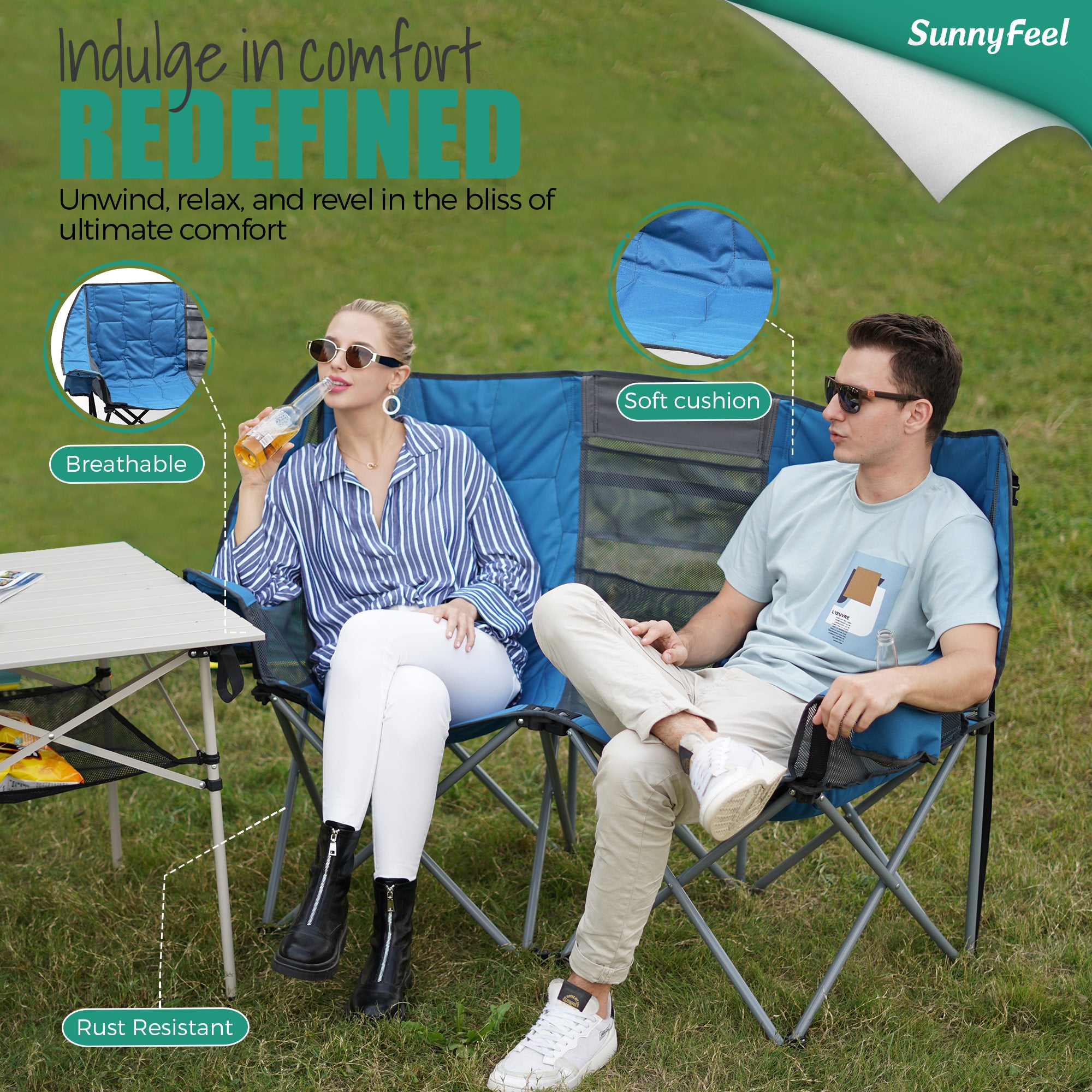 SUNNYFEEL Double Camping Loveseat Chair