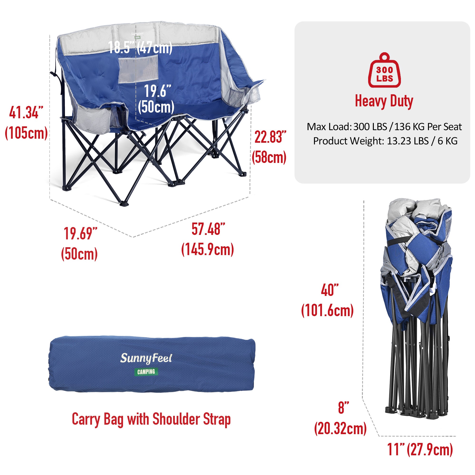 SUNNYFEEL Double Camping Loveseat Chair