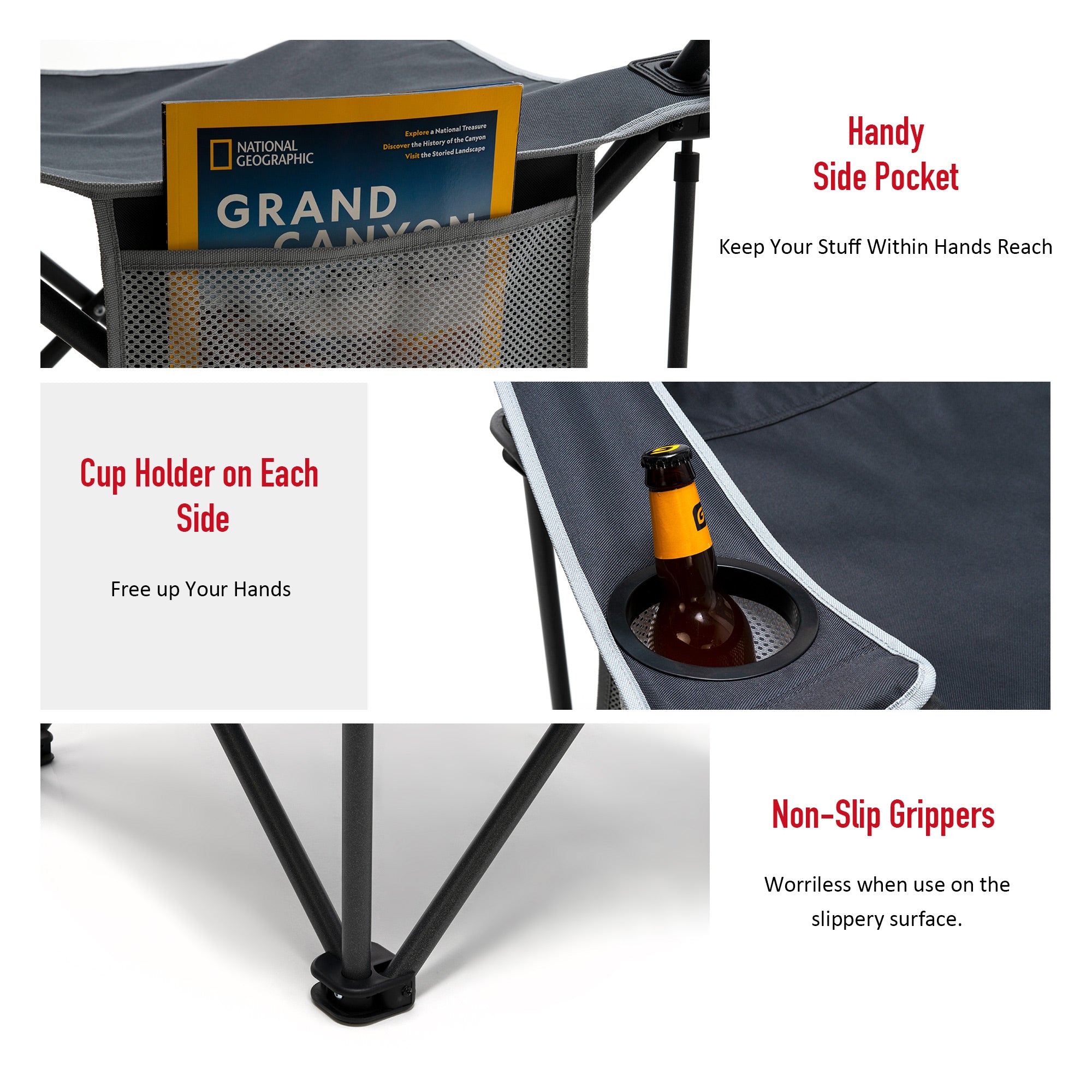 SUNNYFEEL Oversized Camping Chair with Armrests & Cup Holder