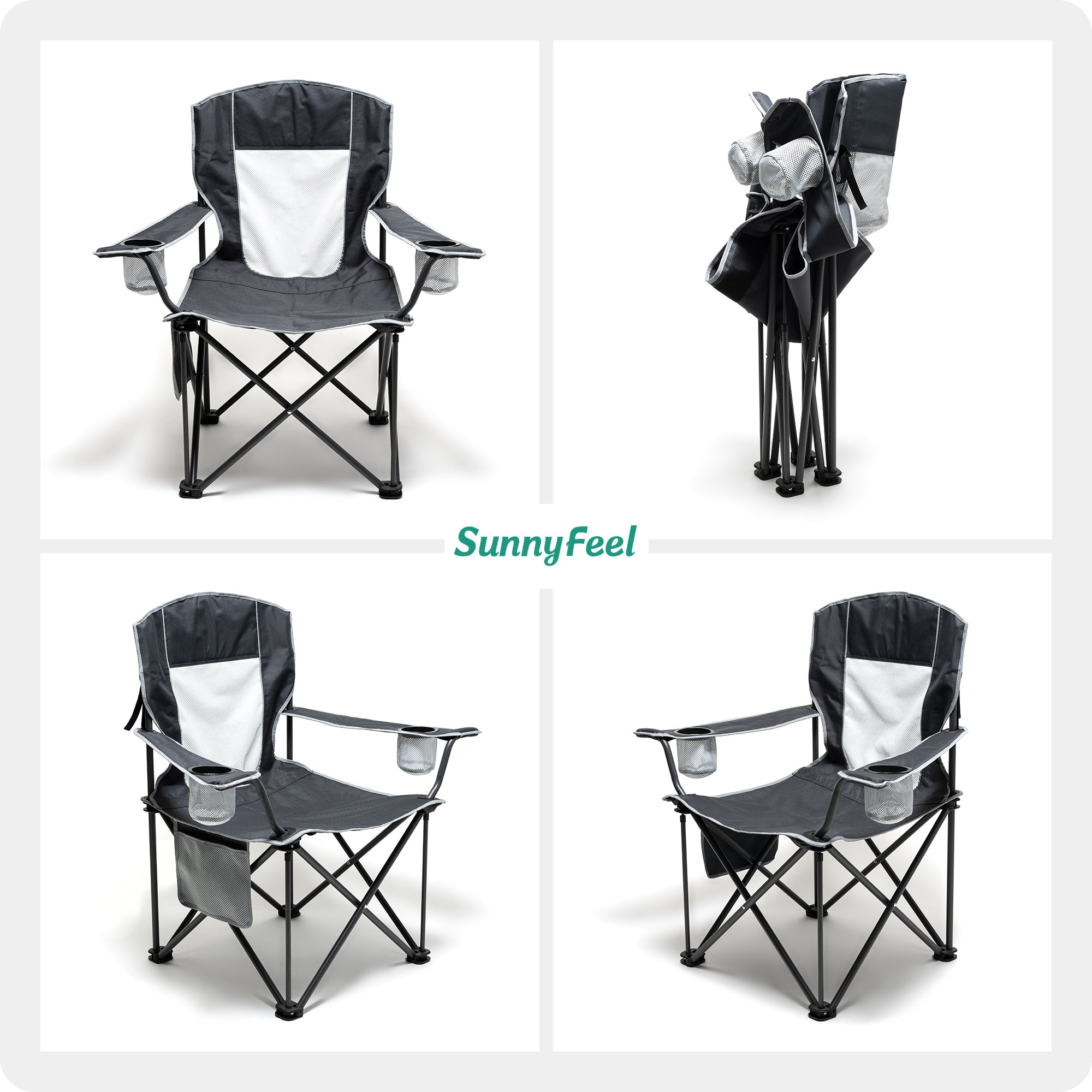 SUNNYFEEL Oversized Camping Chair with Armrests & Cup Holder