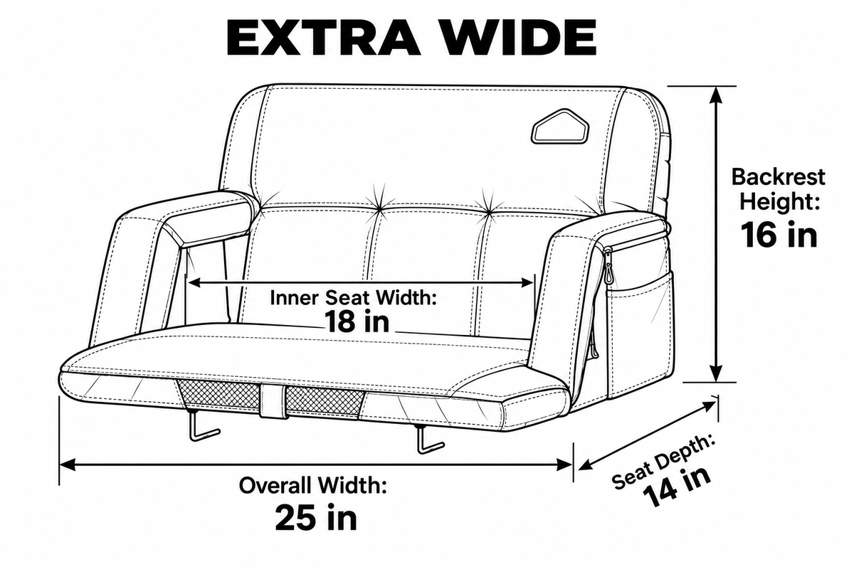 Extra Wide Stadium Seat Dimension Line Art