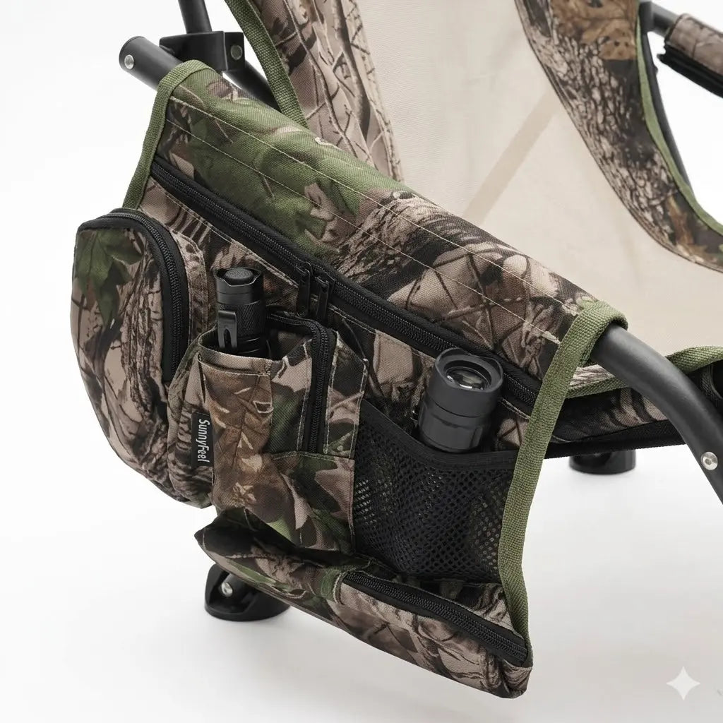 Camouflage backpack with multiple pockets and a bow on a white background
